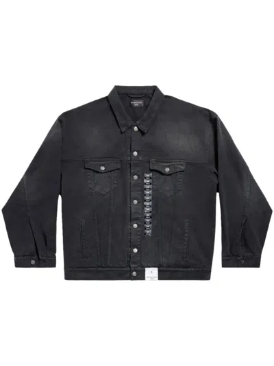 BALENCIAGA BLACK SIZE STICKER DENIM JACKET