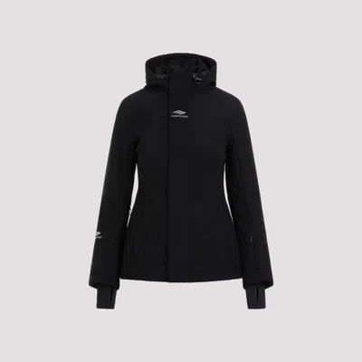BALENCIAGA BLACK SKI LOGO HOODED JACKET