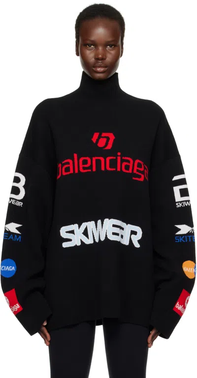 Balenciaga Black Ski Long Sleeve Turtleneck In Black/multico