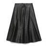 Balenciaga Leather Midi Skirt In Black