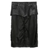 Balenciaga Leather-panel Midi Skirt In Black