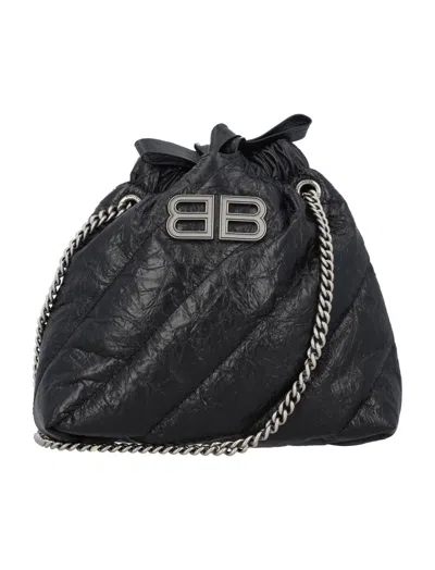 Balenciaga Women's Crush Small Tote Bag Quilted In Black