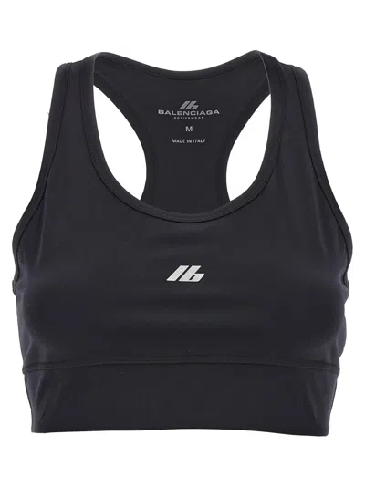 BALENCIAGA BLACK SPORTY REFLECTIVE LOGO TOP