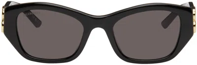 Balenciaga Black Square Sunglasses In Black-black-grey