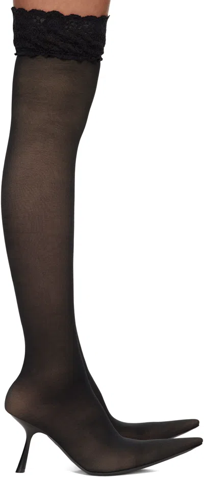 Balenciaga Black Stocking Heeled Tall Boot