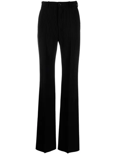 Balenciaga Women Flared Trousers In Black Flowing Viscose