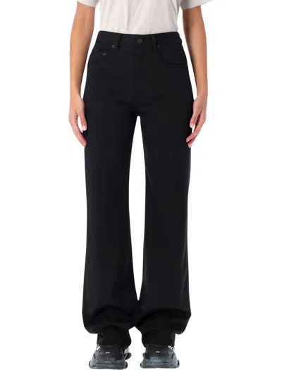 Balenciaga Black Straight Wool Pants In Blue