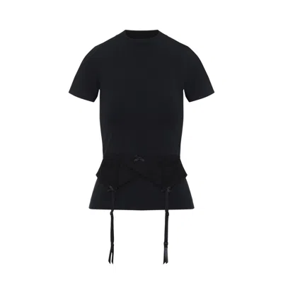 Balenciaga Black Crewneck T-shirt With Underwear Detail On The Waist In Cotton Woman