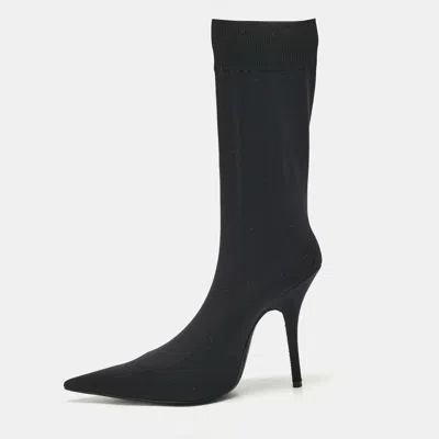 Pre-owned Balenciaga Black Stretch Fabric Knife Ankle Socks Boots Size 39.5