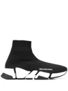 Balenciaga Black Stretch Fabric Speed 2.0 Sneakers In Black