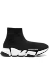 Balenciaga Black Stretch Fabric Speed 2.0 Sneakers In Multi