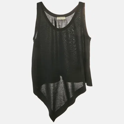 Pre-owned Balenciaga Black Stretch Knit Asymmetric Tank Top S
