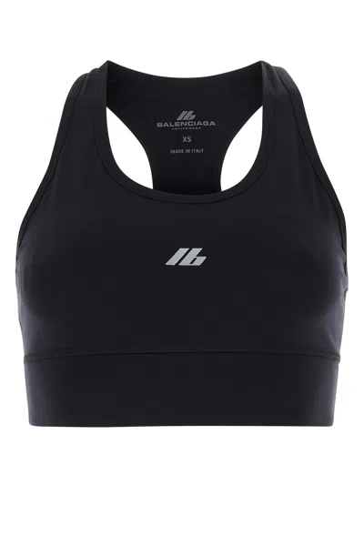 BALENCIAGA BLACK STRETCH NYLON CROP-TOP