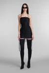 Balenciaga Women Black Stretch Nylon Mini Dress In Black
