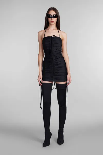 BALENCIAGA BLACK STRETCH NYLON MINI DRESS