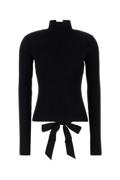 BALENCIAGA BLACK STRETCH VISCOSE BLEND TOP