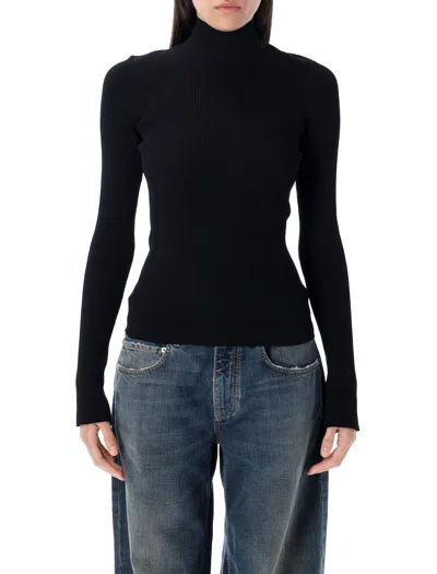 Balenciaga Black Stretch Viscose Blend Top In Animal Print