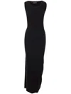 Balenciaga Women Ribbed Jersey Sleeveless Dress In Burgundy