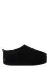 Balenciaga Black Suede Alaska Soft Slippers In Black