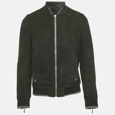 Pre-owned Balenciaga Black Suede Bomber Jacket L