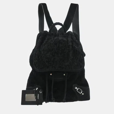 Pre-owned Balenciaga Black Suede Traveller Backpack