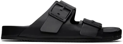 Balenciaga Smooth Leather Sunday Slides For A Chic In Black