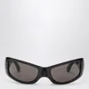 Balenciaga Embossed Logo Rectangular Sunglasses In Black