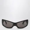 Balenciaga Embossed Logo Rectangular Sunglasses In Black