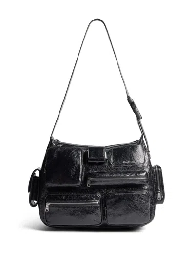 Balenciaga Black Superbusy Leather Messenger Bag