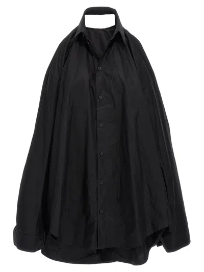 BALENCIAGA BLACK SUSPENDED SHIRT DRESS
