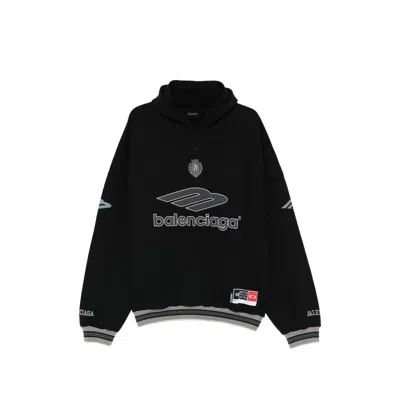 Balenciaga Logo-lettering Hoodie In Black