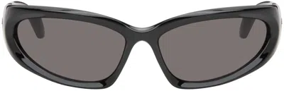 Balenciaga Black Swift Oval Sunglasses In Black-black-grey