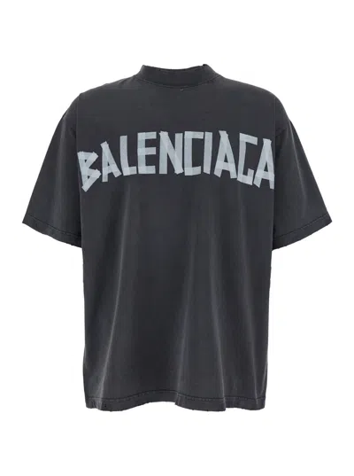 Balenciaga Black T-shirt With Lettering Logo Printed On The Front And Back In Cotton Man