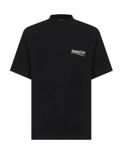 Balenciaga Black T-shirt With White Logo.