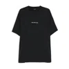 Balenciaga Men Black Crewneck T-shirt With Logo Lettering On The Front And Logo Patch On The Sleeve  In Black