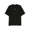 Balenciaga Men Black Crewneck T-shirt With Logo Lettering On The Front And Logo Patch On The Sleeve  In Black