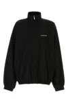 Balenciaga Men Black High Neck Sweatshirt With Logo Lettering On Front And Rear In Tech Fabric Man
