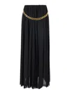Balenciaga Black Long Pleaded Skirt With Belt In Tech Fabric Woman In Black