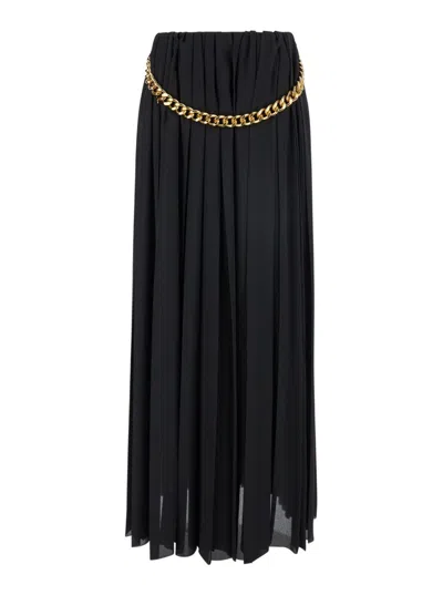 BALENCIAGA BLACK CHAIN EMBELLISHED PLEATED SKIRT