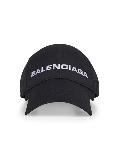 Balenciaga Black Technical Drill Logo Cap