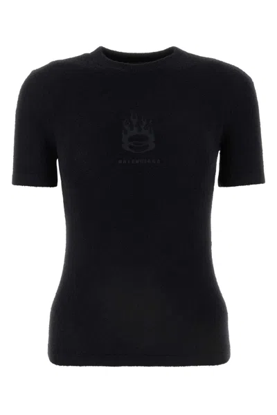 Balenciaga Black Terry Fabric T-shirt