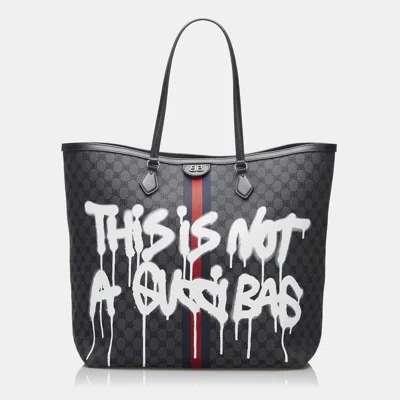 Pre-owned Balenciaga Black The Hacker Project Graffiti Bb Supreme Tote