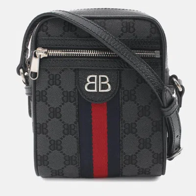 Pre-owned Balenciaga Black The Hacker Project Mini Bb Supreme Web Ophidia Crossbody