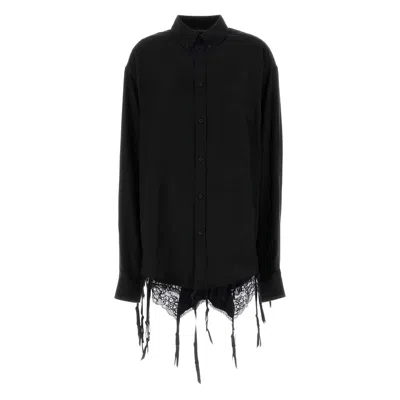 Balenciaga Relaxed Fit Lingerie Shirt In Black