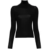 Balenciaga Ribbed Lace-up Back Turtleneck With Long Sleeves In Black
