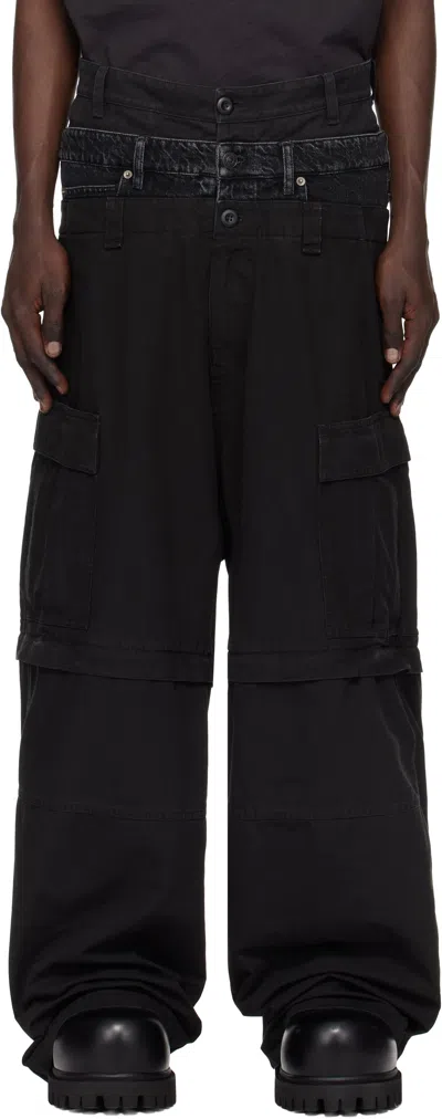【関税＆送料込み】Balenciaga Cotton Layered Cargo Trousers Balenciaga Black Triple Layered Cargo Pants | ModeSens