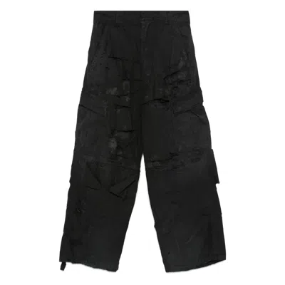 Balenciaga Straight Leg Trousers With Wide Frayed Edges In Black