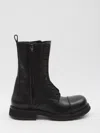 Balenciaga Black Truck Leather Boots In Black