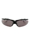 Balenciaga Turbo D-frame Wraparound Sunglasses In Black