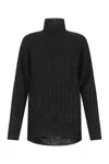 Balenciaga Creased Turtleneck Knit Jumper In Black